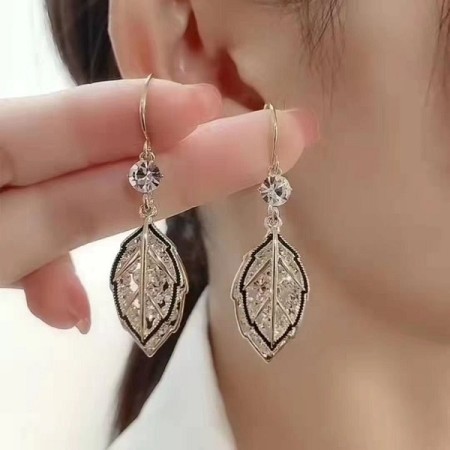Crystal Leaf Drop Earrings