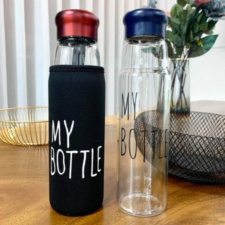 Product details of Jazz Style Water Bottle, Aluminum Cap with Glass 550ml