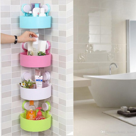 Plastic Suction Cup Hanging Wall Shelf(
