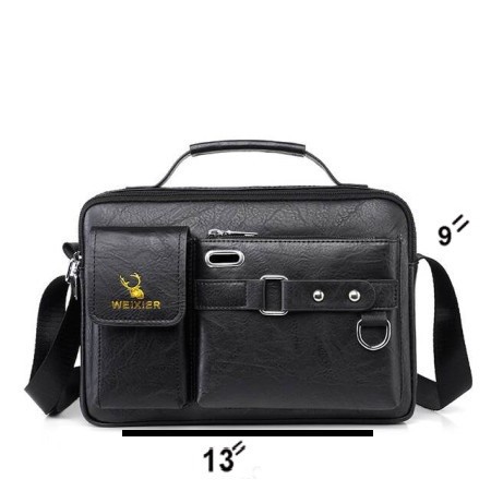 Men & Women Pu Leather Shoulder Bag (Black Shape)