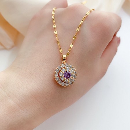 Luxury Zircon necklace 18K (Purple Shade)