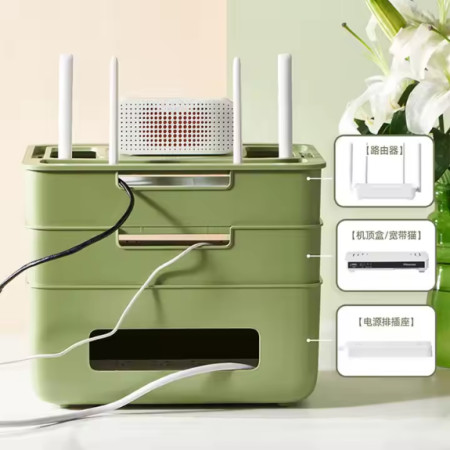 WiFi Router Storage Rack Cable Management Box Hollow 2/3 Tier