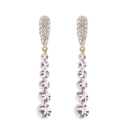 Silver Needle Premium Long Style Rhinestone Tassel Earrings Women's Super